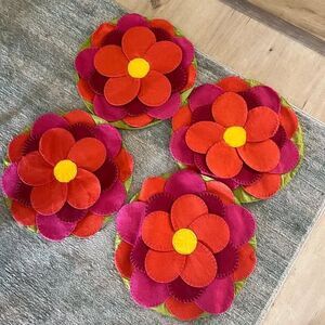 Pier 1 Imports Flower Felted Placemat Set 4 New Spring Felt Summer Table Scape